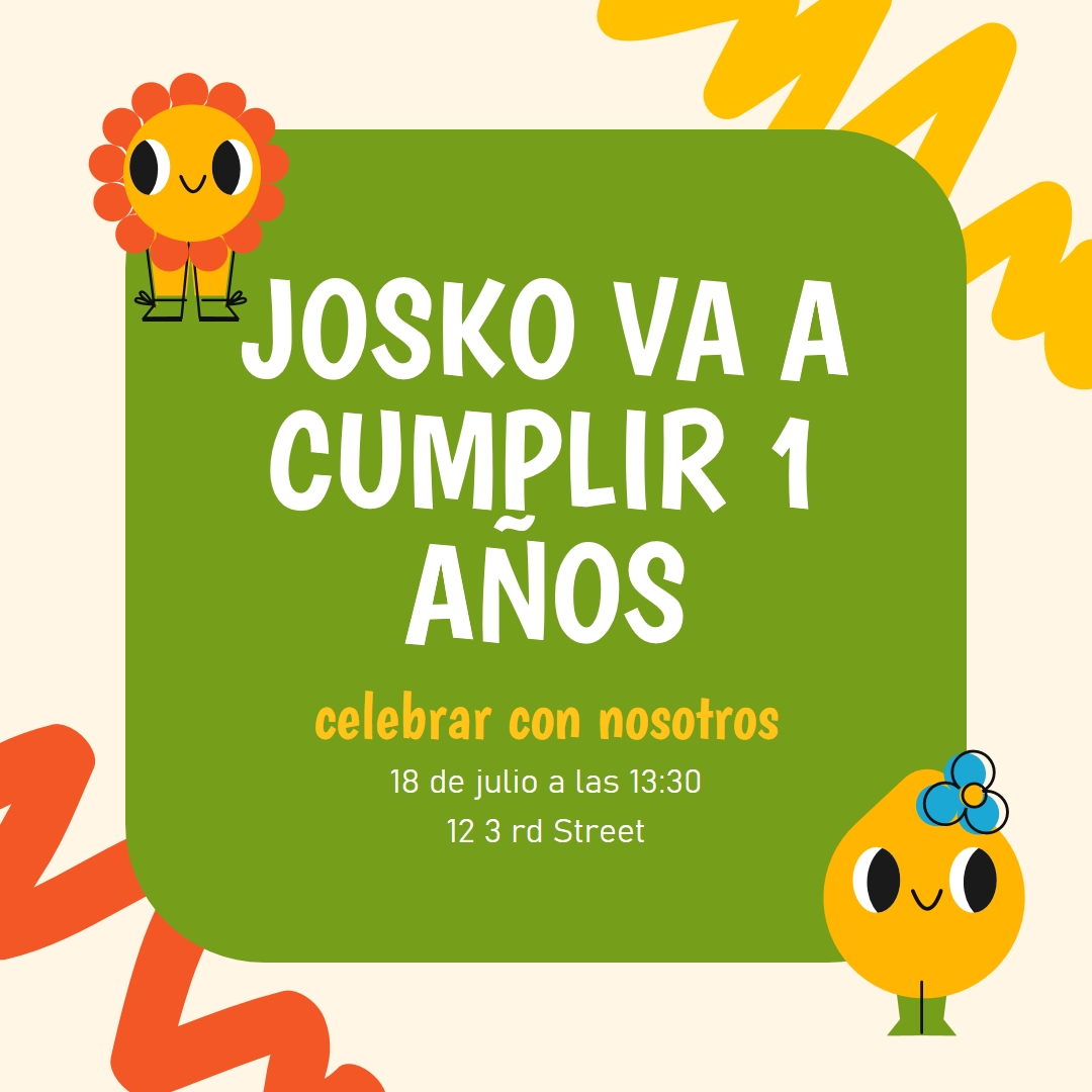 Invitación de primer cumpleaños green whimsical,bold,graphic,bright,emoji,motif,
