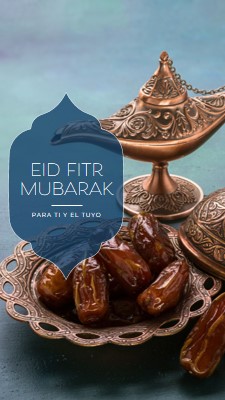 Eid al-Fitr Mubarak para ti y el tuyo blue organic-boho