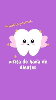 Primera visita al hada de los dientes purple whimsical-color-block