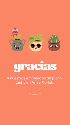 Tarjeta de agradecimiento para los empleados orange bright,simple,plants,cute,fun,graphic