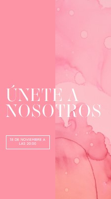 Únete a nosotros para un evento pink elegant,clean,watercolor,classic,simple,minimal