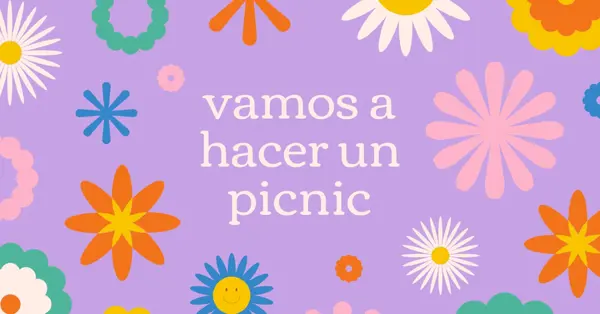 Vamos a hacer un picnic purple retro,playful,graphic,floral,bright