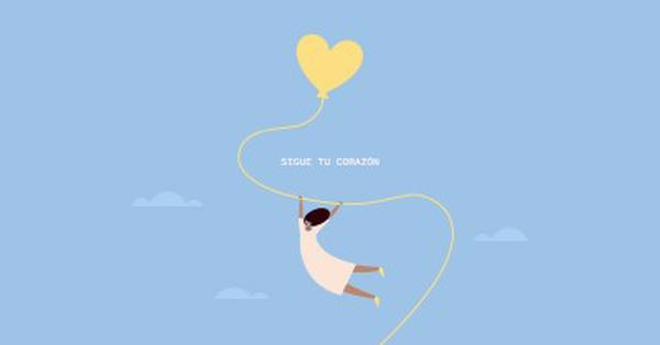 Sigue tu corazón blue cute,whimsical,balloon,rustic,playful,simple