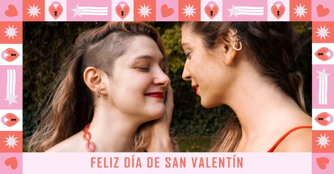 Feliz Día de San Valentín pink maximalist,fun,frame,photo,pattern,shapes