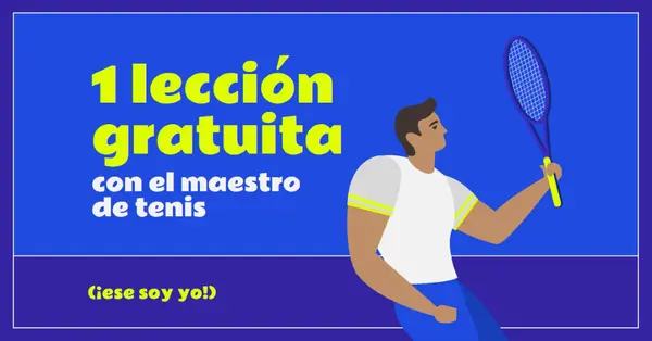 Lección gratuita con maestro de tenis blue vibrant,bold,block,frame,graphic,bright