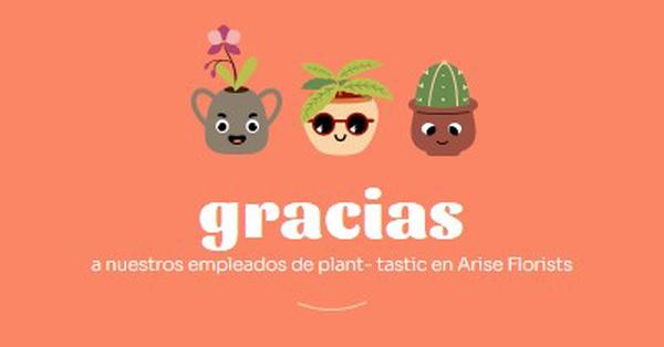 Tarjeta de agradecimiento para los empleados orange bright,simple,plants,cute,fun,graphic