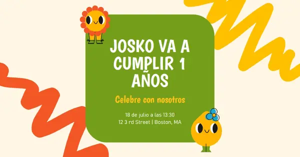 Invitación de primer cumpleaños green whimsical,bold,graphic,bright,emoji,motif,