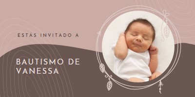 Invitación de bautismo pink organic-boho