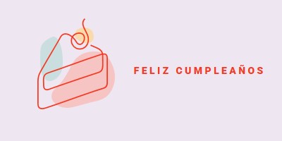 Un trozo de feliz cumpleaños purple whimsical-line