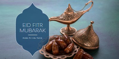 Eid al-Fitr Mubarak para ti y el tuyo blue organic-boho