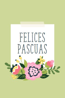 Flores de Pascua green whimsical-line