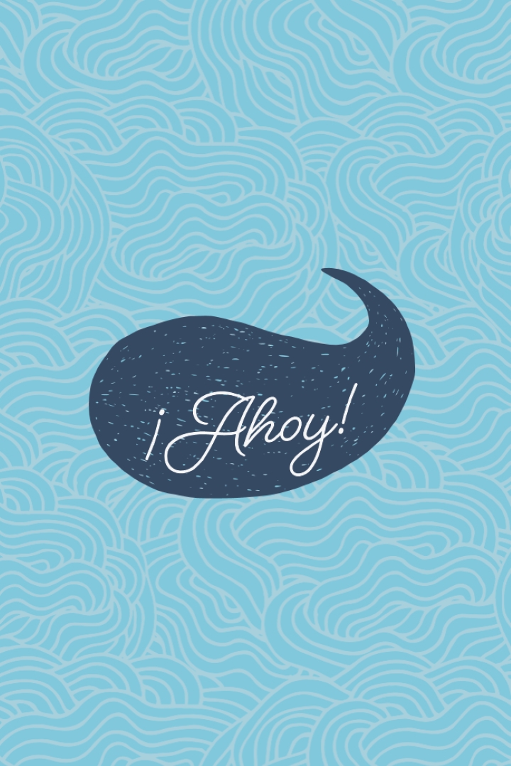 Hola marinero blue whimsical-line