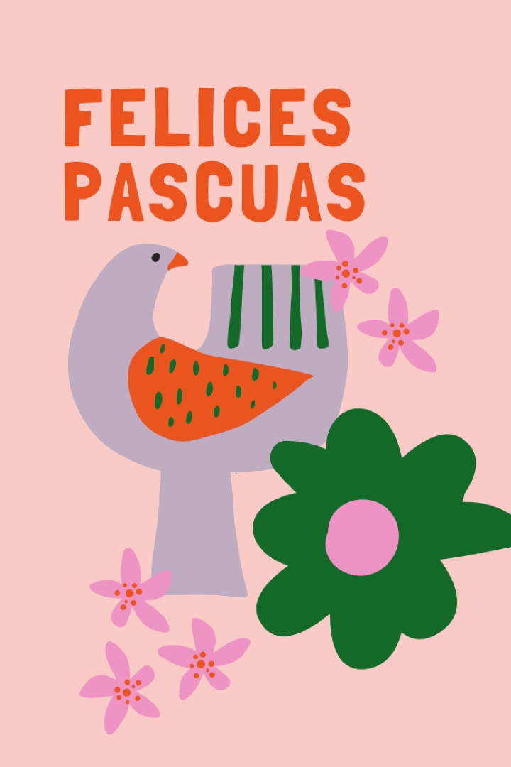 Felices Pascuas pink whimsical-color-block