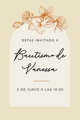 Invitación de bautismo yellow vintage-botanical