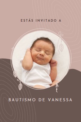 Invitación de bautismo pink organic-boho