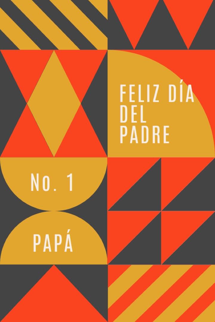 Papá número uno orange modern-geometric-&-linear