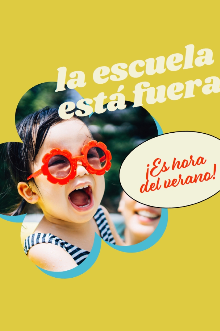La escuela está fuera, la piscina está dentro yellow whimsical-color-block