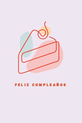 Un trozo de feliz cumpleaños purple whimsical-line