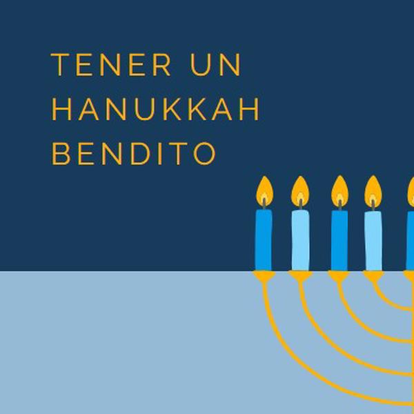 Un hanukkah bendito blue modern-simple