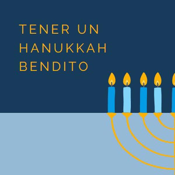 Un hanukkah bendito blue modern-simple