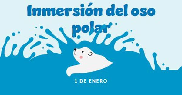 Feliz día de inmersión del oso polar blue whimsical-color-block