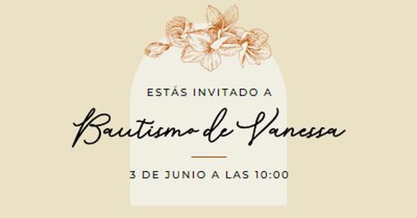 Invitación de bautismo yellow vintage-botanical