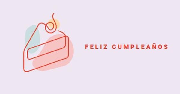 Un trozo de feliz cumpleaños purple whimsical-line