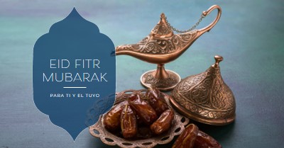 Eid al-Fitr Mubarak para ti y el tuyo blue organic-boho