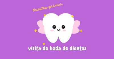 Primera visita al hada de los dientes purple whimsical-color-block