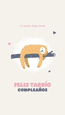 Deseos de cumpleaños tardíos white playful,cute,illustrative,whimsical,friendly,charming,graphic