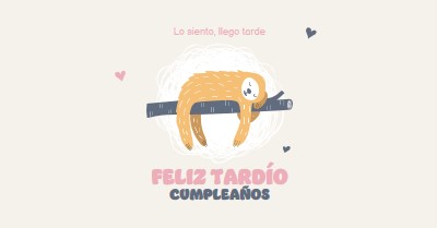 Deseos de cumpleaños tardíos white playful,cute,illustrative,whimsical,friendly,charming,graphic