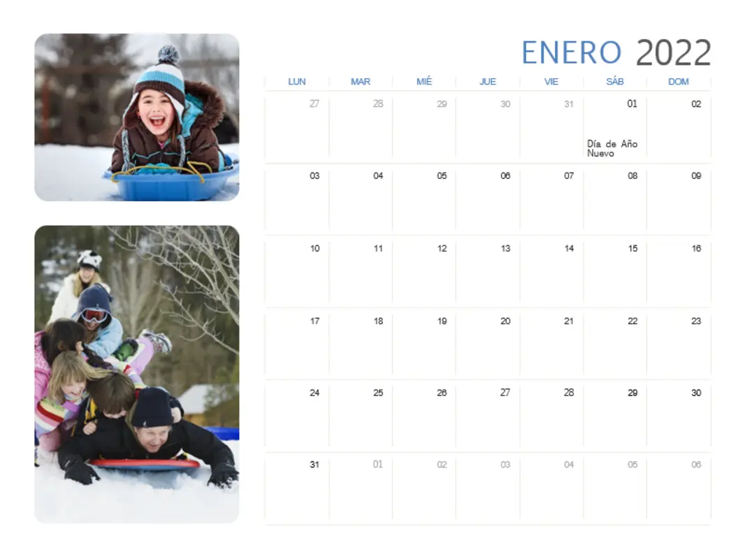 Calendario de fotos anual (de lunes a domingo) blue modern-simple