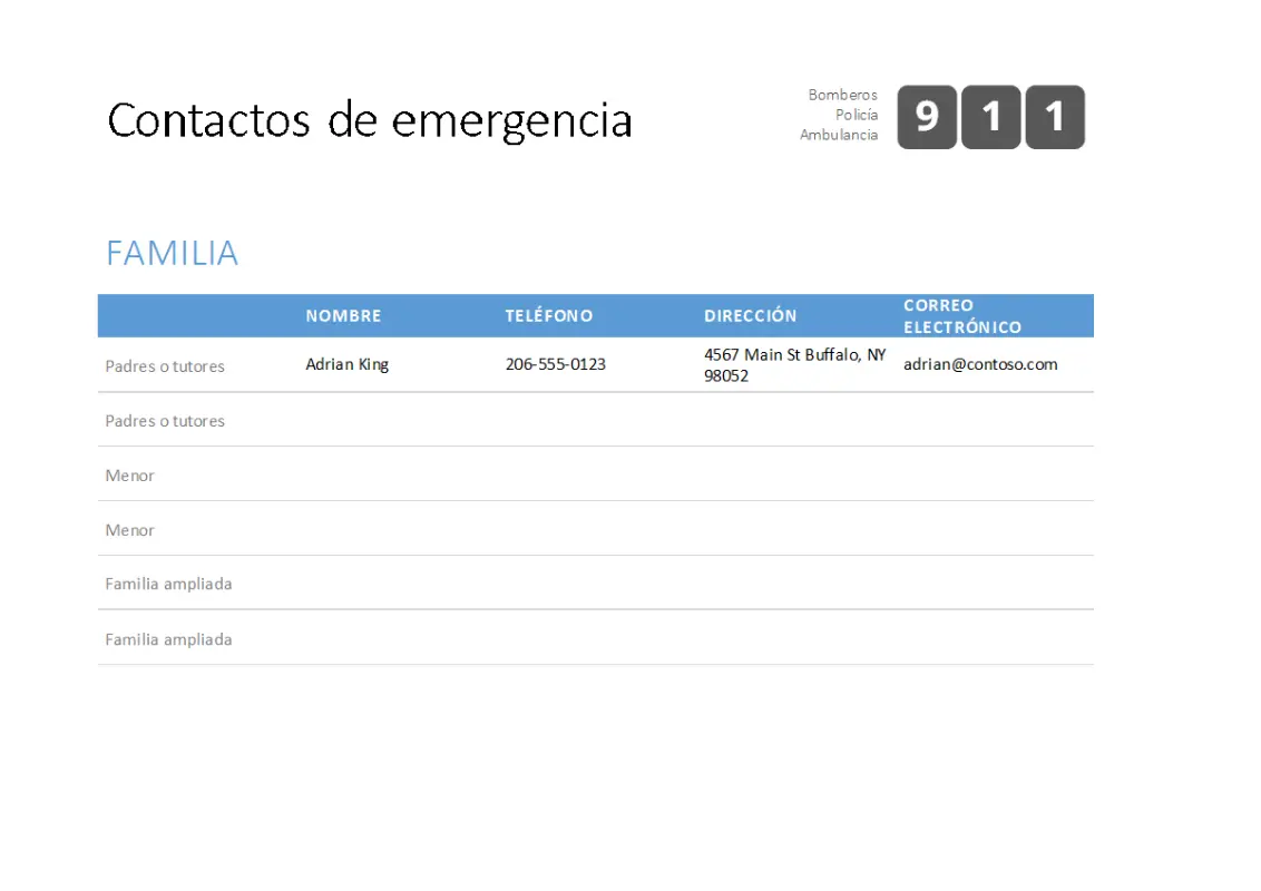 Lista llamativa de contactos de emergencia null> modern simple