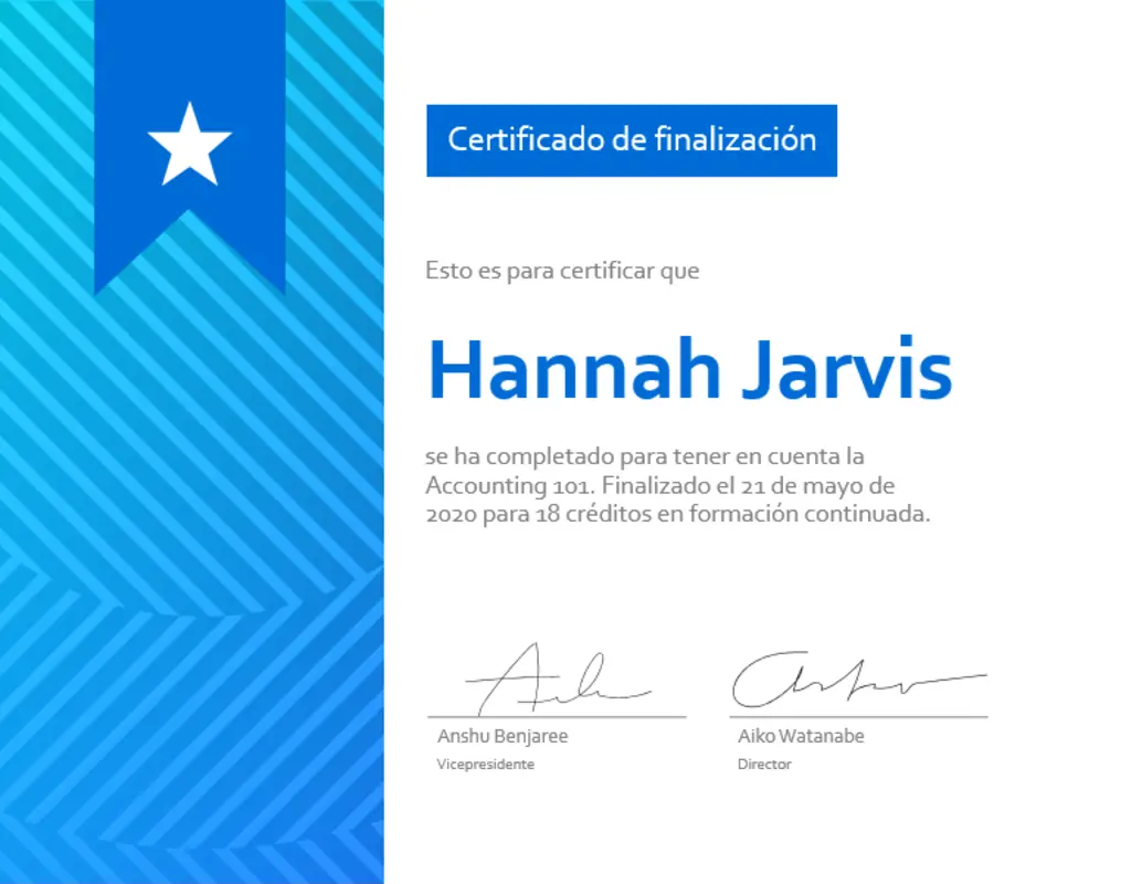 Certificado de finalización blue modern-geometric