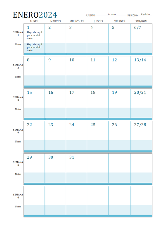 Calendario de plan de estudios blue modern simple