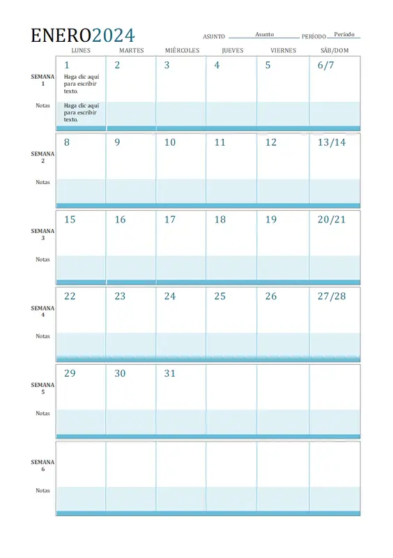 Calendario de plan de estudios modern simple