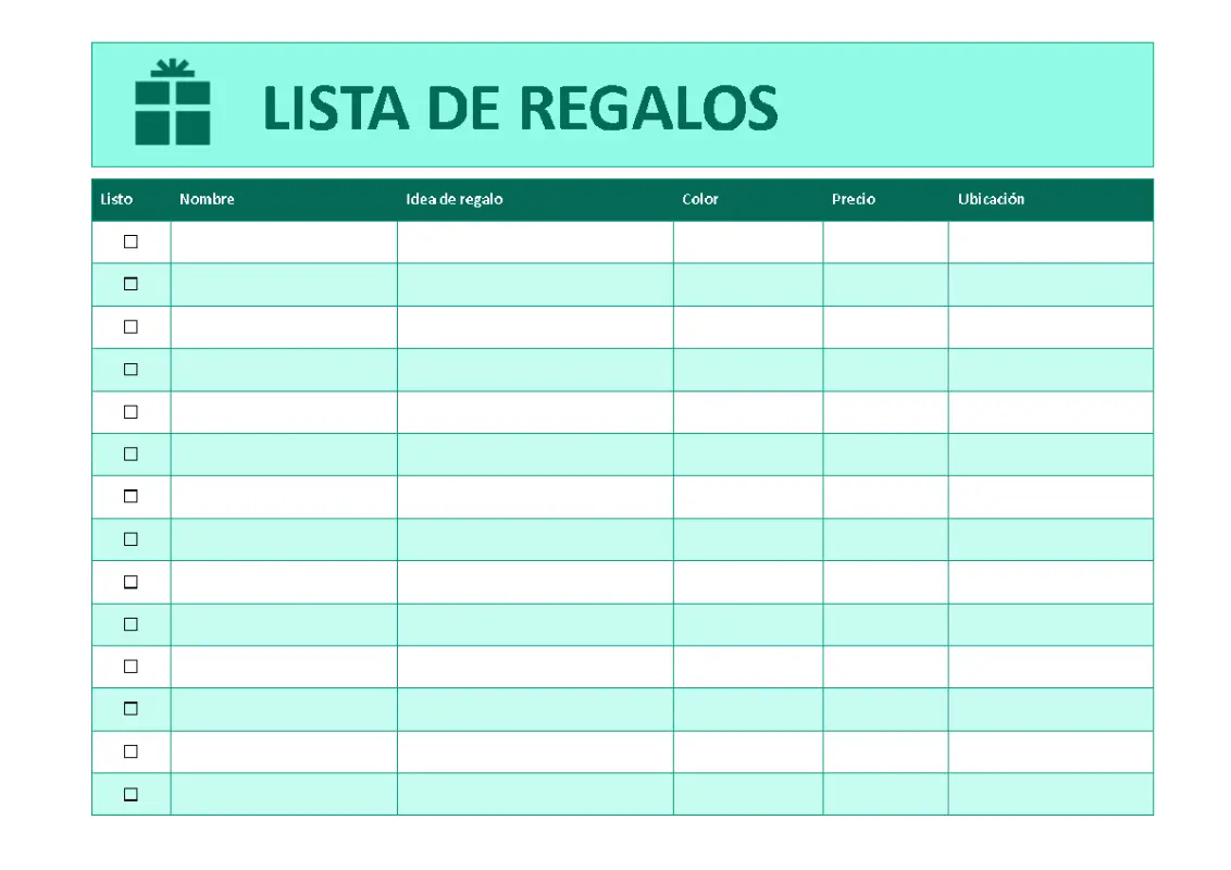 Lista de comprobación de compra de regalo green modern simple