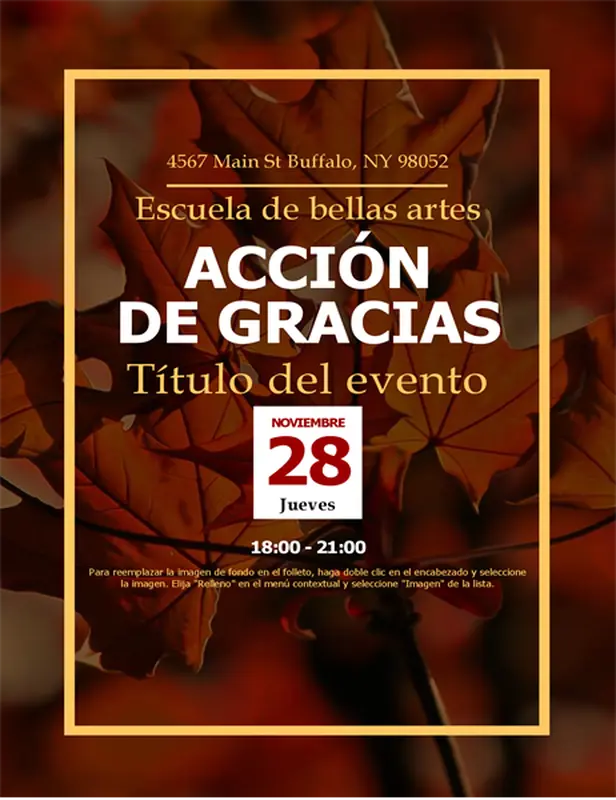Folleto de Acción de Gracias con hojas de otoño