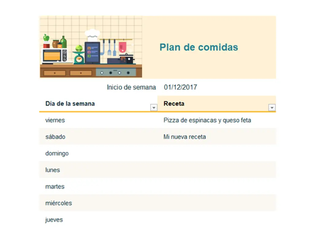 Plan de comidas semanal  modern simple