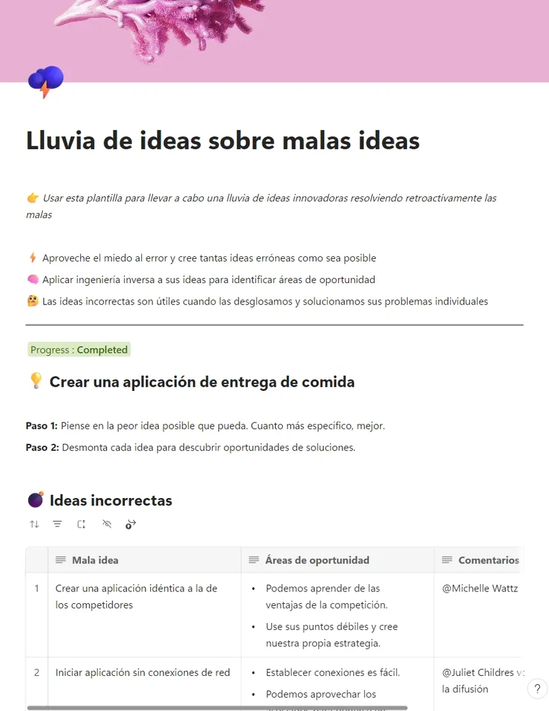 Lluvia de ideas sobre malas ideas