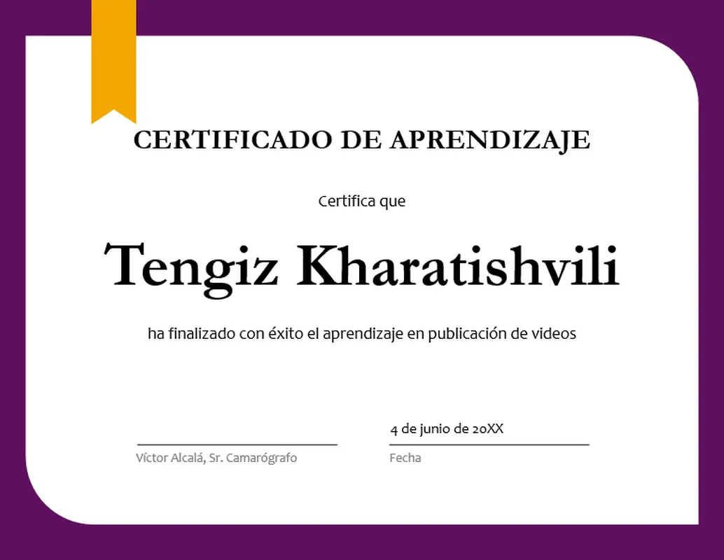 Certificado de aprendizaje modern-simple