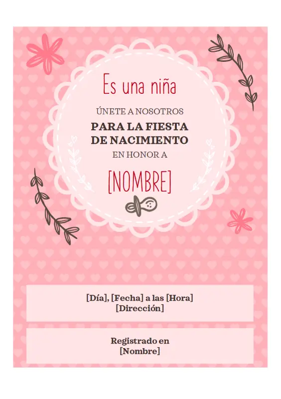 Invitación para fiesta de nacimiento - niña pink whimsical-color-block