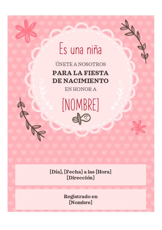 Invitación para fiesta de nacimiento - niña whimsical-color-block