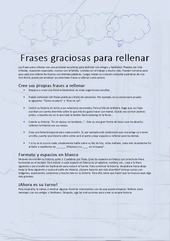 Historia divertida para rellenar modern simple