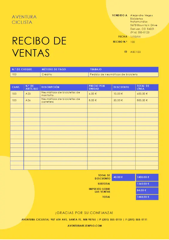 Recibo de ventas retro yellow modern bold