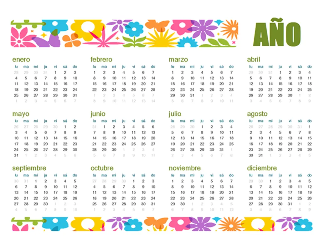 Calendario divertido para cualquier año green modern-bold