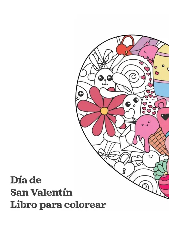 Libro para colorear del Día de San Valentín whimsical line