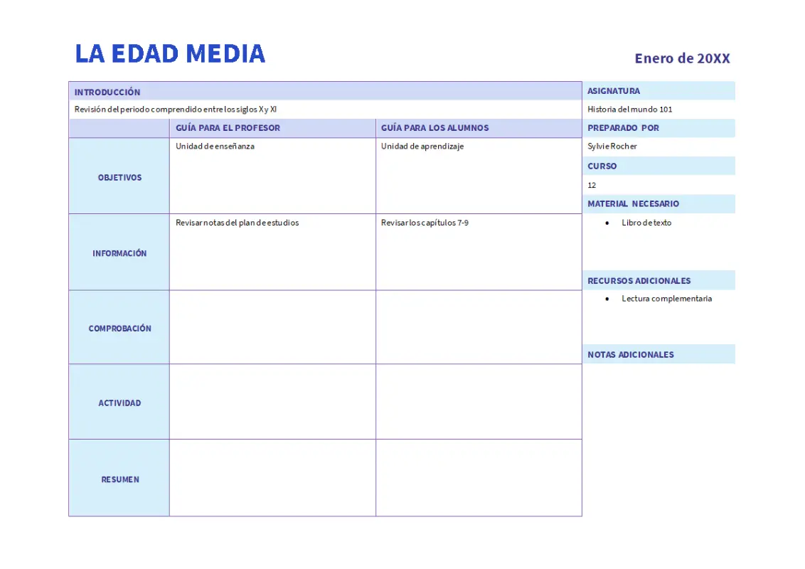 Plan de estudios diario (color) blue modern simple