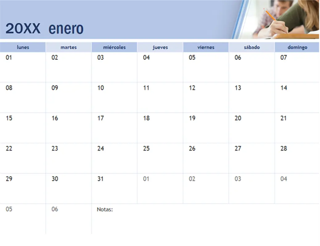 Calendario académico con fotos modern-simple