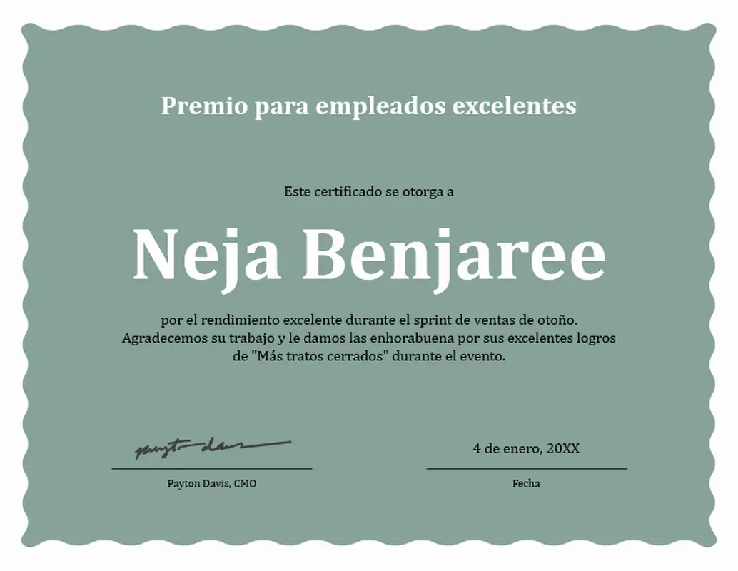 Premios para empleados de borde ondulado  modern-simple